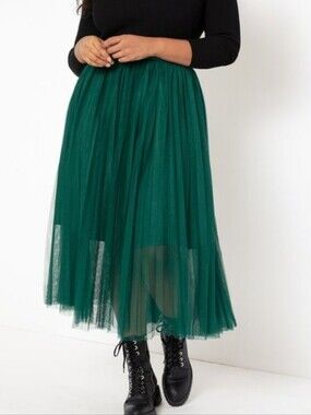 Eloquii Pleated Tulle Maxi Skirt Size 16